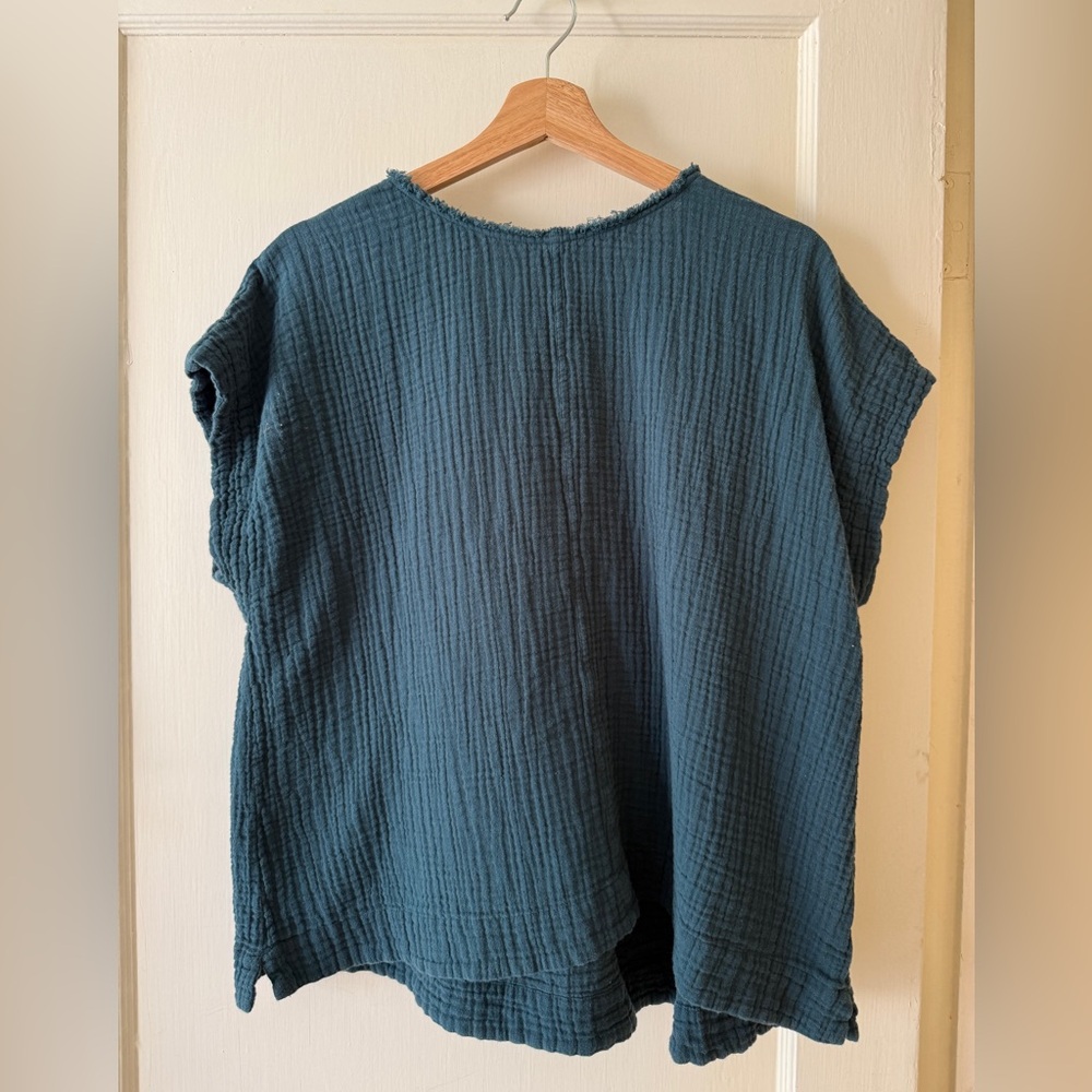 Toast Crinkle Cotton Gauze Top, XL